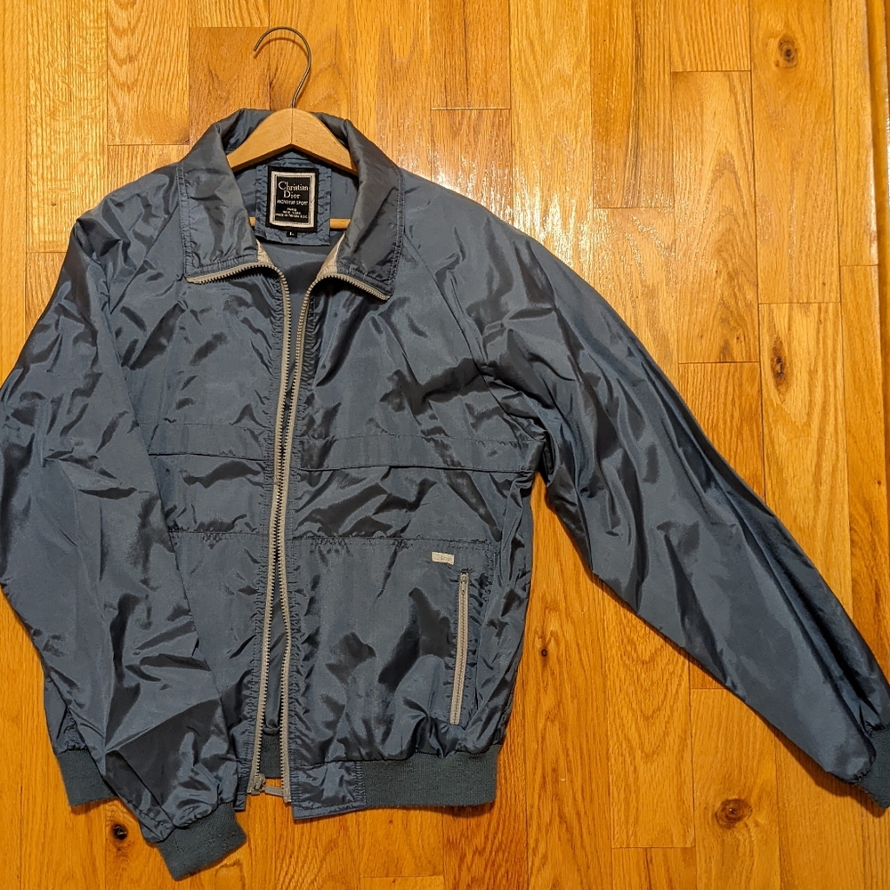 Vintage Christian Dior Men's Baby Blue Windbreaker L